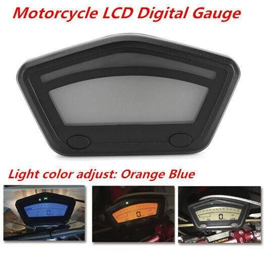 Motorcycle Motocross LCD Digital Gauge Panel Speedometer Tachometer Odometer 12V - Изображение 2 из 4