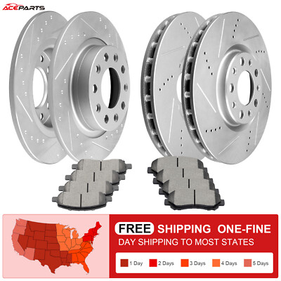 Front & Rear Drilled Slotted Brake Rotors & Ceramic Pads Kit For Dodge Dart 2.4L