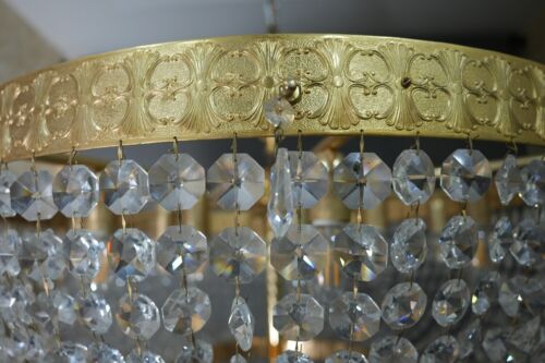 Lujoso cristal y latón dorado 16 luces austriaco enorme canasta araña accesorio - Imagen 10 de 12