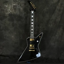 Custom Explorer Electric Guitar Reverse Headstock Black Bone Nut HH Pickups