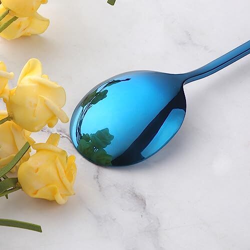4 Pack Large Round Stainless Steel Soup Spoons Dinner Metal Spoons - Picture 5 of 7