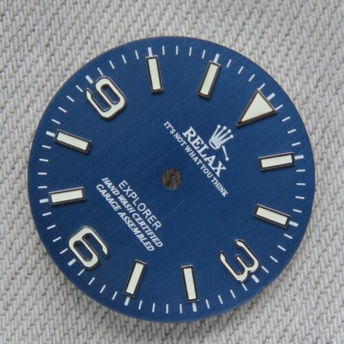 Dial Maker - Quadrante Relax Blu Spazzolato, Quadrante Explorer, Argento/BGW9 per Seiko mod - Foto 3 di 4