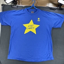 AT&T Cares T-Shirt - Employee Uniform Mobile Services Y2K Blue Tee - Mens XL