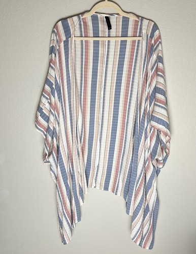 Lane Bryant gestreifter pastell hauchdünner offener Kimono Strand Überkleid Einheitsgröße