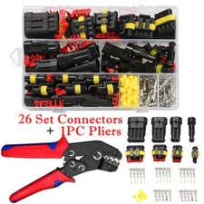 1/2/3/4/ Pin Way Sealed Waterproof Electrical Wire Connector Plug Car Auto Set