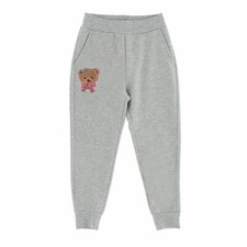 MONNALISA Pantalone jogging bambina felpa grigio melange orsetto 4 6 10 anni