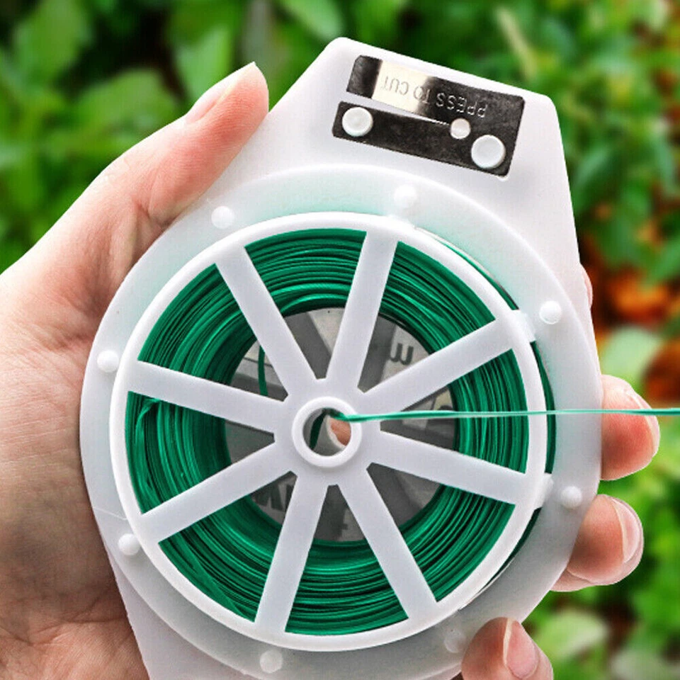 Bolsa de cocina 328 pies 100 m planta de jardinería verde torcido lazo rollo de alambre con cortador 2 piezas Foto 2 de 4