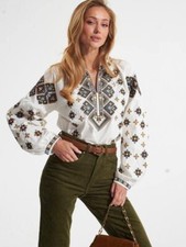 Ukrainian Vyshyvanka White embroidered women blouse Cotton Shirt Embroidery