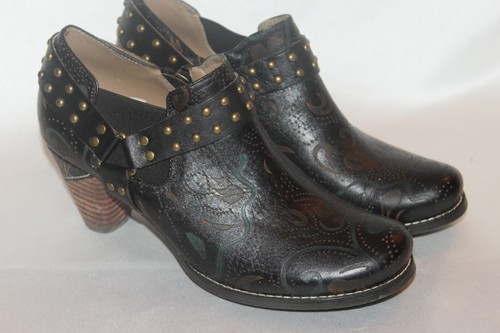 Spring Step L'ARTISTE Black Harness KACIELOU Zip Ankle Booties Sz EU40 US9-9.5 - Picture 1 of 11