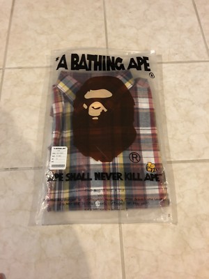 Rare A Bathing Ape Plaid Button Up Brand New 100% Authentic