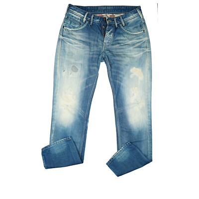 Pepe Jeans Drake Herren Hose Patchwork Hingucker W33 L34 used Look destroy Blau