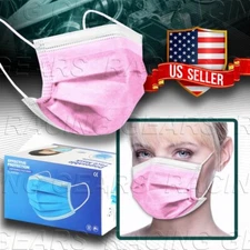 Disposable Face Mask 50 PCS PINK Non Medical 3-Ply Earloop Dust Cover Masks New