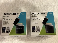 100 Accu-Chek Guide Test Strips - 2 Boxes of 50 Strips - SEALED- Exp 2026-11-27