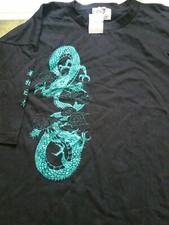 NWT KIMONO JAPAN Men's T shirt SIZE 4L DRAGONS BLACK Cotton Tee Japanese Import