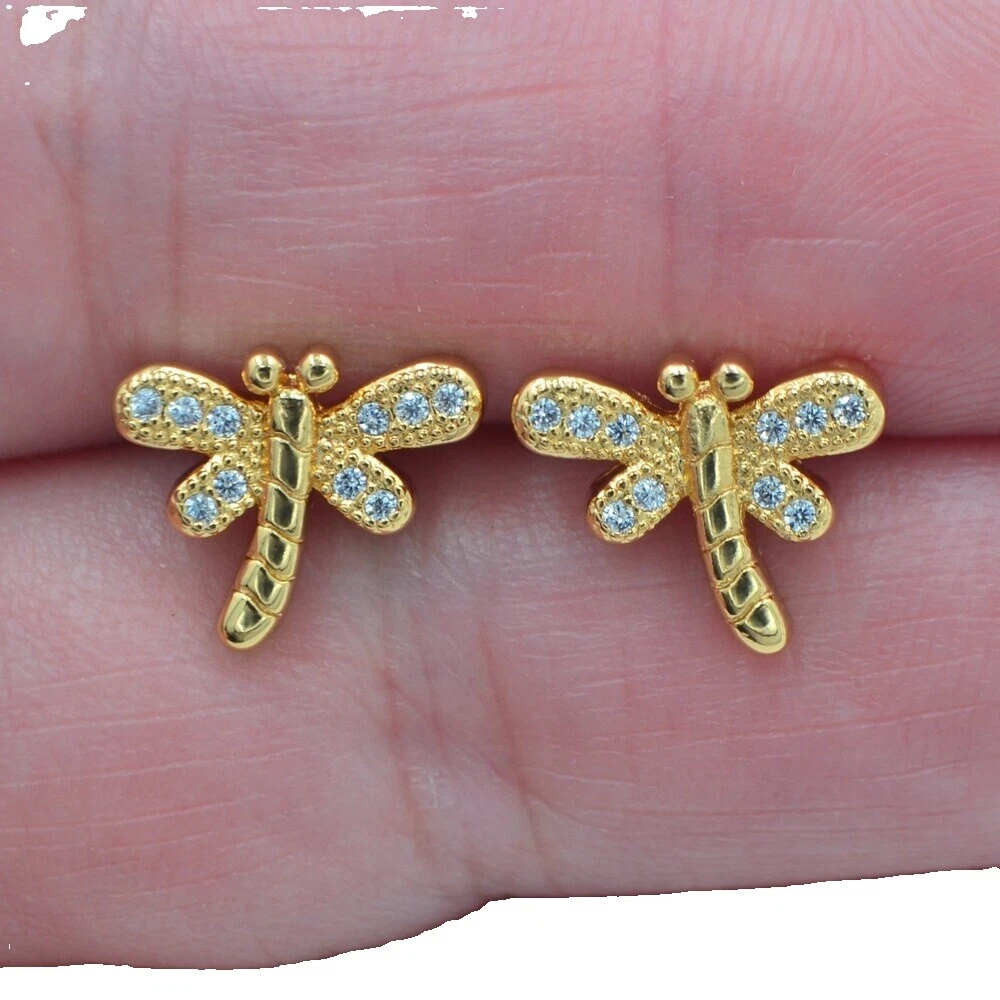 Topaz Stud Pendientes de Moda enchapado en oro Amarillo