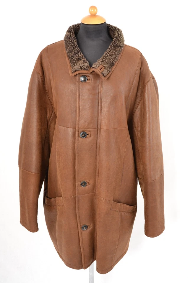 US5352 JAQUETA MASCULINA DE PELE DE CORDEIRO CASACO DE COURO DE CARNEIRO CHRIST SHEARLING 2XL - Imagem 3 de 4