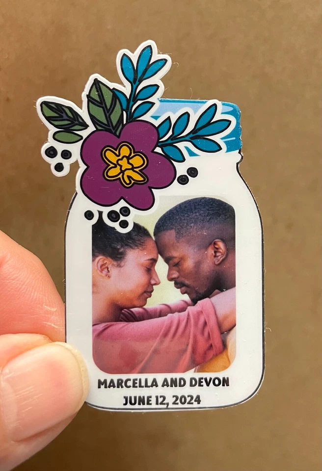 Pegatinas de boda tarro de masón - Juego de 25 Foto 2 de 3