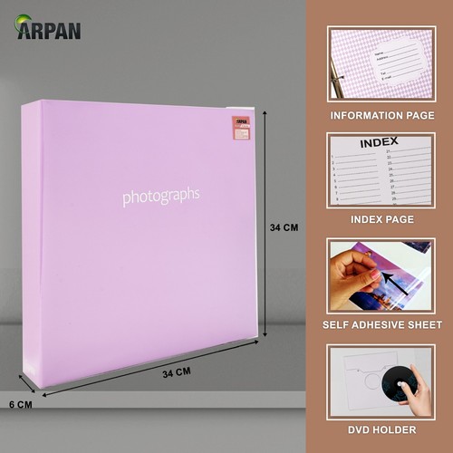 Arpan extra großes selbstklebendes Fotoalbum mit 3 Ringen 20 Blatt / 40 Seiten - Bild 88 von 148