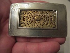 ANTIQUE NICKEL SILVER BELT BUCKLE - ORNATE DESIGN - GW-14