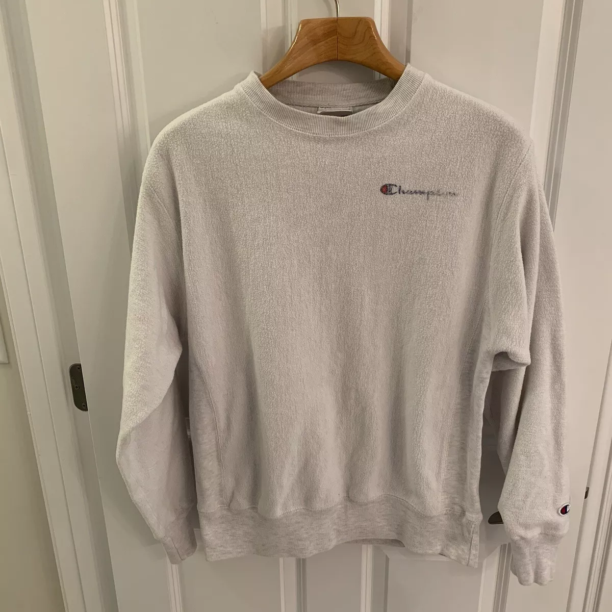 Champion Reverse Weave Sweatshirt Crewneck Inside Out Men Medium M Gray Grey