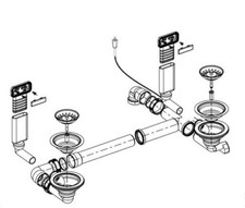 Blanco 225085 Ablaufgarnitur 2 x 3,5'' mit Bowdenzug für Claron/Clarox/Zerox