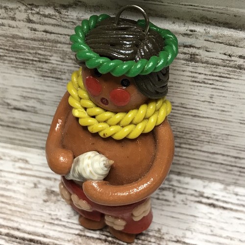 Vtg Kailua Bay Co Clay HTF Hawaii Hula Rainbow Hawaiian Tiki Ornament Pendant - Picture 6 of 8