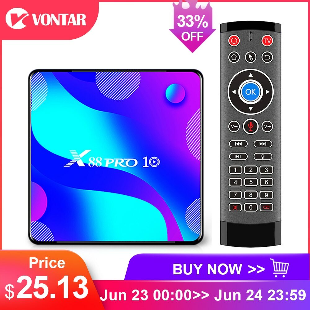 2020 TV Box Android 10 VONTAR X88 PRO 4GB 32GB 64GB Rockchip RK3318 4K 1080