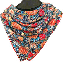 35"x35"Flowers 2 Print Pure Mulberry Twill Silk14momme Scarf 88x88cm6-30