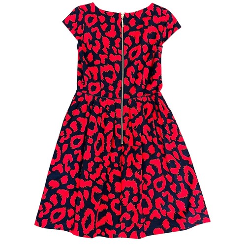 Elizabeth McKay A-Line Dress Women's Size 4 Lined Navy Red Print Fit and Flare - Picture 2 of 7