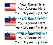 American Flag - 80pcs Personalized Small Return Address Labels - 1/2" x 1 3/4"