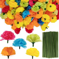 50PCS Marigold Flower Heads, Colorful Artificial Flowers for DIY Marigold Garlan