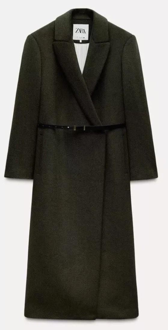 ZARA ZW COLLECTION BELTED WOOL COAT KHAKI FW24/25 SIZES L REF. 3811/241 image 9