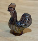 Fenton Handmade Carnival Glass Rooster Figurine Purple Iridescent USA