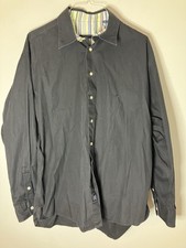 Burberry London Long Sleeve Black Button Up Shirt, Men's XL, Made in The USA