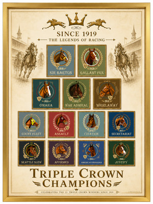 Triple Crown Champions Print | Vintage Horse Racing Wall Art,  SFASTUDIO