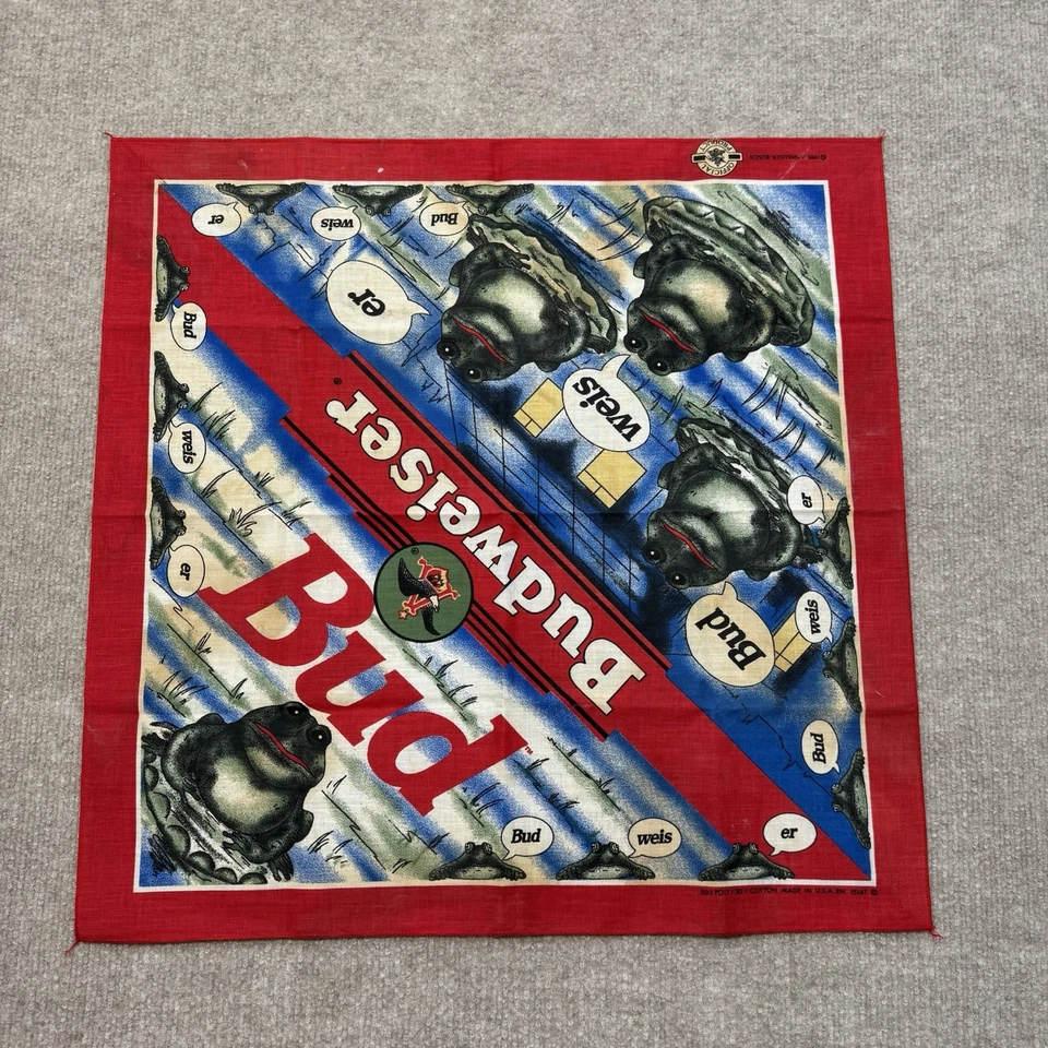 Bufanda publicitaria Budweiser 1995 vintage bufanda pañuelo 21x21 Foto 2 de 4