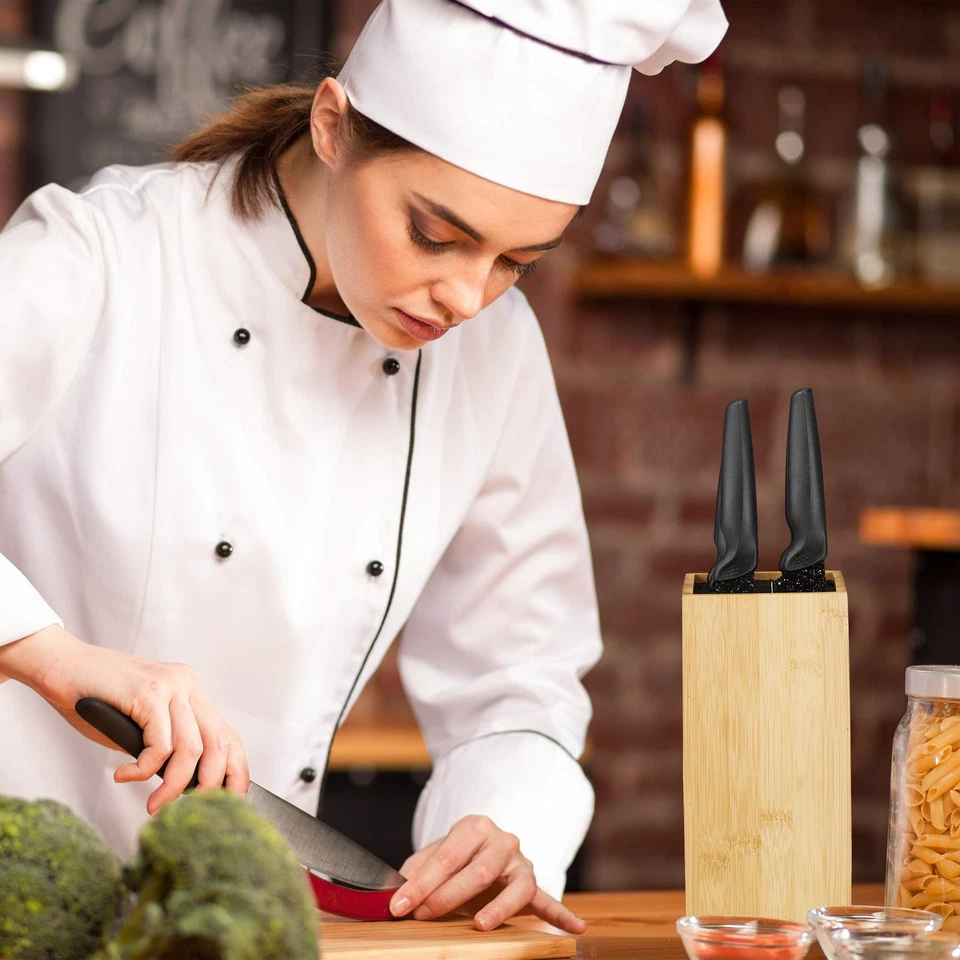 Messerblock unbestückt aus Bambus mit Borsteneinsatz Messerhalter für 6 Messe... - Bild 2 von 4