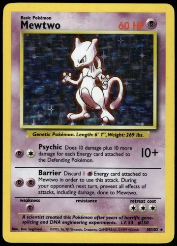 [LP] Mewtwo 10/102 Base Set Unlimited Holo Rare 1999