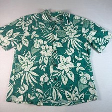 Jams World Mens XL Makana Green Floral Aloha Shirt Made in Hawaii Cotton M605