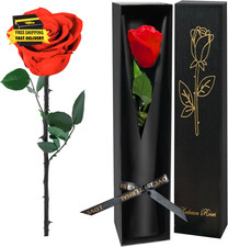 Red Single Forever Roses in a Box,Preserved Flowers for Delivery,Preserved Rose