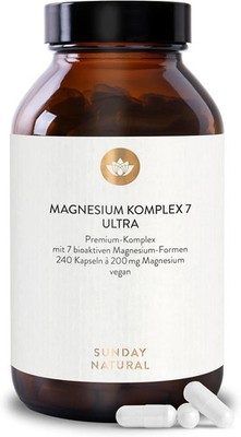 SUNDAY NATURAL  Magnesium Komplex   240 Kapseln - 400Mg Pro Tag - Aus 7 Verbindu