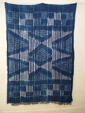Vintage African Indigo Cloth Textile – Hand-Dyed Mali Mud cloth Fabric A31