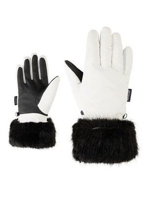 Ski-Handschuhe Ziener LILION-Z Mädchen 5,5 White wasserabweisend Kunstfell