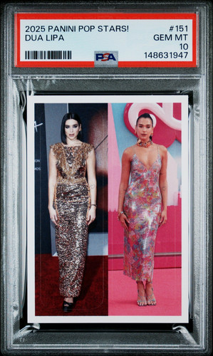 Dua Lipa 2025 Panini Pop Stars! Stickers #151 RC Rookie PSA 10 Gem Mint