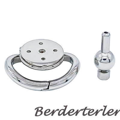 Stainless Steel Mini Flat Male Chastity Devices Extrem Cage with Knot Tube Men