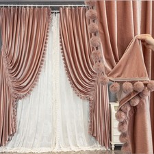 French Pink Thick Velvet Villa velvet cloth blackout curtain tulle drape C2194