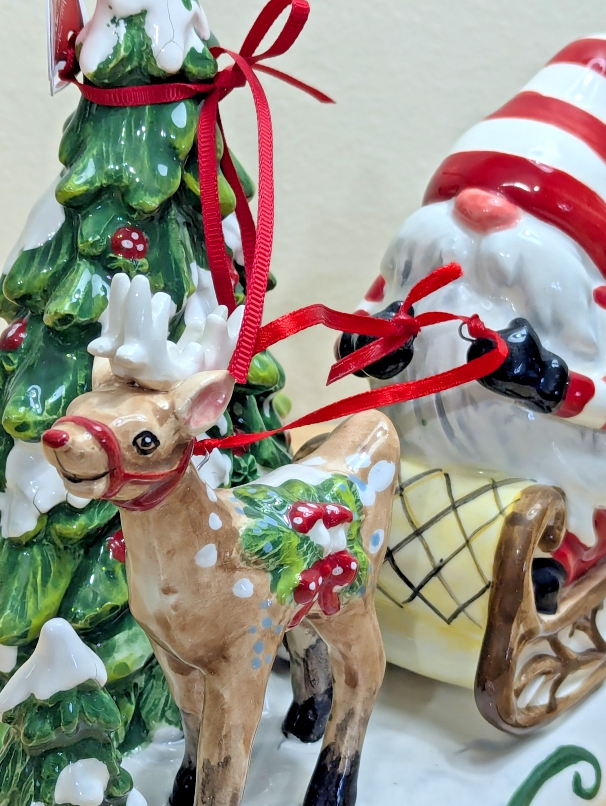 NEW RARE Blue Sky Clayworks “GNOMEVILLE SHOPPING” Gnome Tea Light Holder NWT