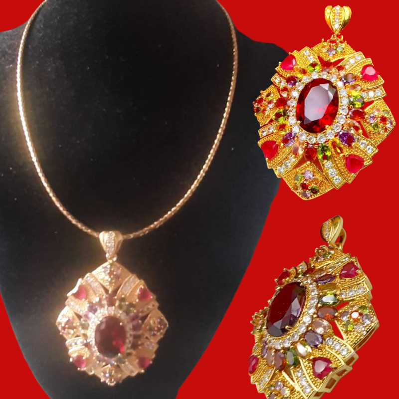 Navakao Diamond Gemstone 22k-24k Gold Plated Choker Necklace