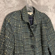 Coldwater Creek Women Tweed Blazer Jacket PL Academia Artsy Classic Mature