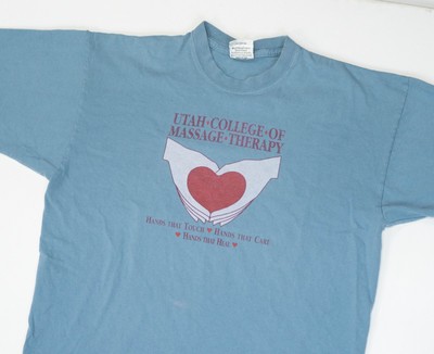 VTG Single Stitch 90s Massage Therapy T-Shirt College Tee L Naughty Utah